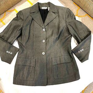 Elegant Ann Taylor Gun Metal Gray Linen/Cotton Blazer, Size 8